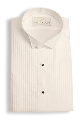 White Wing Collar Pleated - Pleated Front